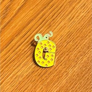 Women’s Accessories Yellow & Green Pineapple Enamel Pin with Gold & Pink Accents